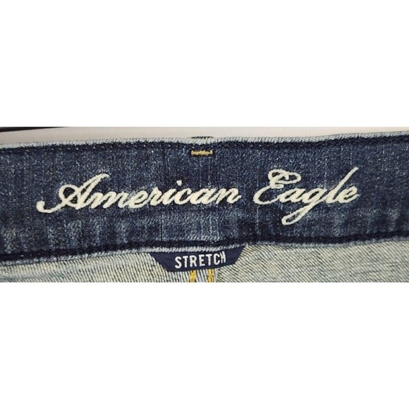 American Eagle Jean Shorts Womens Size 2 Blue Denim Stretch Embroidered Pockets - Picture 3 of 12